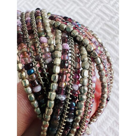 Vintage Beaded Cuff Bracelet Lot – Y2K Memory Wire Boho Jewelry – Set of 3 - Picture 7 of 13